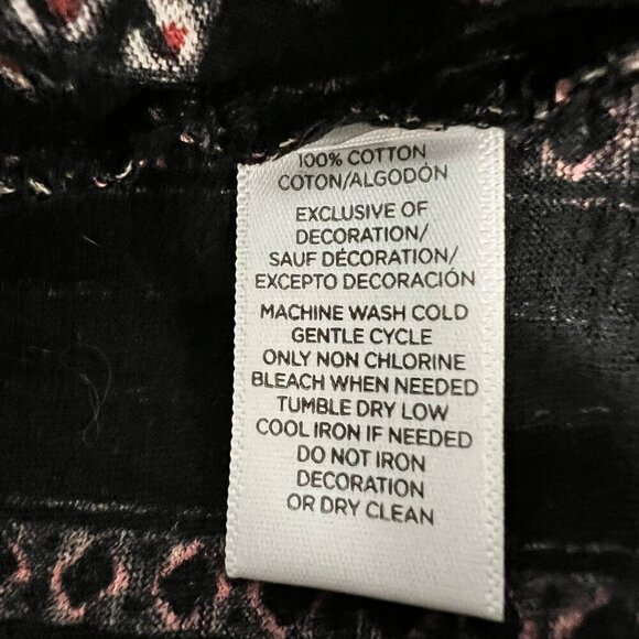 Ann Taylor Loft Short Sleeve Off Shoulder Black/Multi Print Top Size Medium - Picture 9 of 9